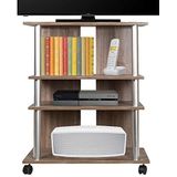 Bakaji TV-kast van MDF-hout met 3 planken voor consoles, dvd-videogames en 4 wielen, wagens voor televisies, modern design, afmetingen 60 x 45 x 80,5 cm, armhouder (bruin)