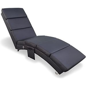 BAKAJI Lounge relaxstoel met zijvak en hoge intensiteit bekleding voor meer comfort, ergonomische leestoel met hoge rugleuning en solide structuur, van kunstleer (zwart)