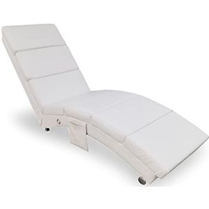 BAKAJI Lounge relaxstoel met zijvak en hoge intensiteit bekleding voor meer comfort, ergonomische leestoel met hoge rugleuning en solide structuur, van kunstleer (wit)