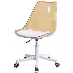 Shally Dogan Bureaustoel met 5 zwenkwielen, transparante rugleuning van polypropyleen, ergonomische stoel met gevoerde zitting met hoge dichtheid, ideaal voor slaapkamer, kantoor, thuis (brons)