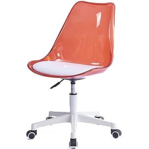 Shally Dogan Bureaustoel met 5 draaibare wielen, transparante rugleuning van polypropyleen, ergonomische stoel met hoge dichtheid, ideaal voor kinderkamer, kantoor, thuis (rood)