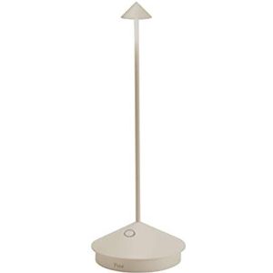 Zafferano Pina Tafellamp - Oplaadbare Buitenlamp Crème - Spatwaterdicht (IP54) - Bureaulamp Snoerloos - Dimbare LED Lamp - Draadloos Oplaadstation - Terraslamp - USB Oplaadbaar - 29 cm