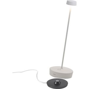 Zafferano Swap draadloze, oplaadbare led-tafellamp, aanraakschakelaar, dimbaar, 2700-3000 K IP54 voor binnen en buiten, oplaadstation, duurzame accu, aluminium behuizing, H29 cm, wit