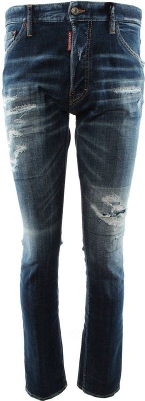 Dsquared 2 - Button Jeans - Blauw - Katoen - Distressed Look - Slim Fit