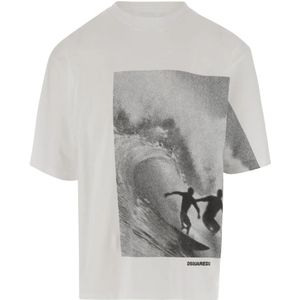 Dsquared2, Heren, Tops, Wit, Maat: L Katoen,