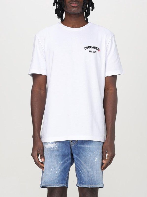 Dsquared 2 - T-shirt - Wit - Katoen - Logo in Reliëf