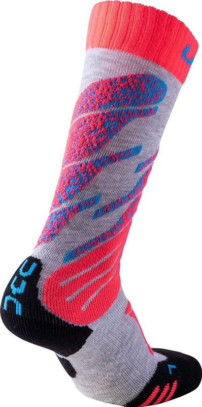 Skisok UYN Junior Light Grey Coral Fluo