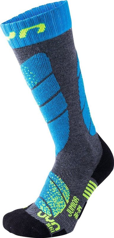 Skisok UYN Junior Medium Grey Melange Turquoise