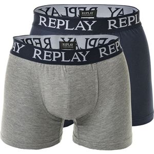 Replay - RP101005 - Boxershorts - Grey Melange/Indigo - 2 Paar