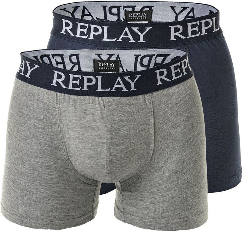 Replay - RP101005 - Boxershorts - Grey Melange/Indigo - 2 Paar