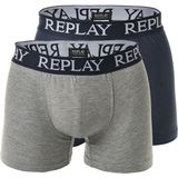 Replay - RP101005 - Boxershorts - Grey Melange/Indigo - 2 Paar