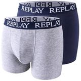 Replay - RP101005 - Boxershorts - Grey Melange/Indigo - 2 Paar