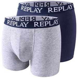 Replay - RP101005 - Boxershorts - Grey Melange/Indigo - 2 Paar