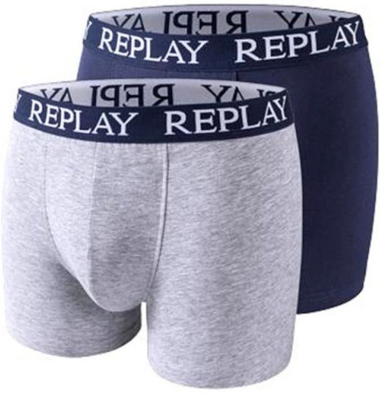 Replay - RP101005 - Boxershorts - Grey Melange/Indigo - 2 Paar