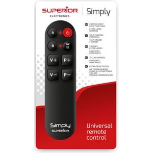 Superior Electronics Simply SUPTLB001, universele afstandsbediening met leerfunctie, zwart voor 2 apparaten