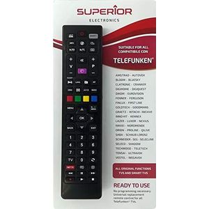 Superior Electronics SUPTRB018 Universele vervangende afstandsbediening voor alle tv's en smart tv's van het merk „Telefunken & Vestel”