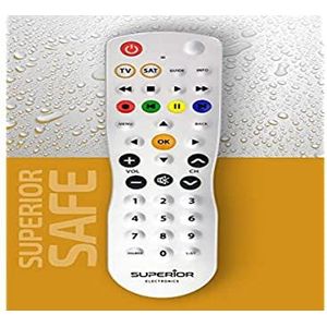 Superior Electronics Safe Universele afstandsbediening, wasbaar en hygiënisch, met twee geheugenbanken en zelflerende functie, wit