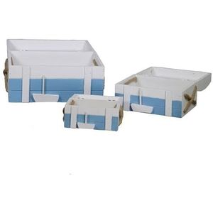 Vacchetti 5101460000 box, hout, lichtblauw, wit, medium, 3 stuks