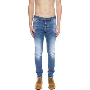 Blauwe katoenen spijkerbroek en broek
