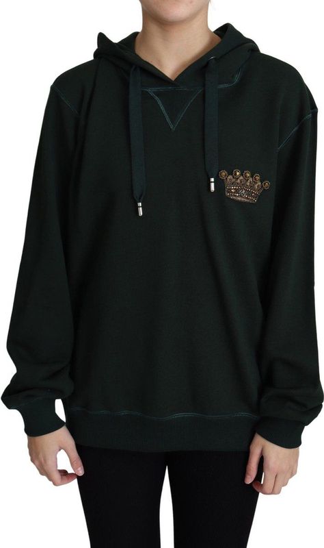 Dolce & Gabbana - Dark Green Crown Embroidery - Hoodie - Groen - Katoen