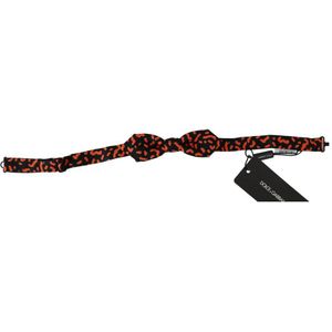 Dolce & Gabbana Oranje Zwart Patroon Verstelbare Hals Papillon Heren Strik