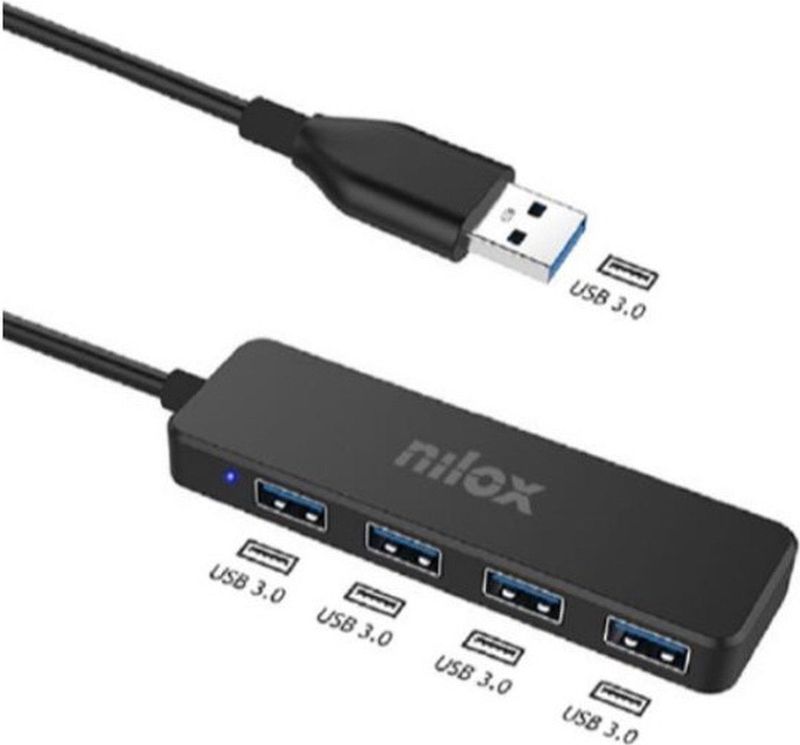 Nilox - USB Hub - Zwart - USB 3.0 - Meerdere Poorten