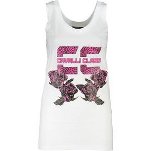Cavalli Class - Witte Katoenen Top - Dames - Gedurfd Print