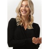 Silvian Heach - Elegante Midi-jurk - Zwart - Polyester - Overslag - Lange Mouwen