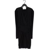 Silvian Heach - Elegante Midi-jurk - Zwart - Polyester - Overslag - Lange Mouwen