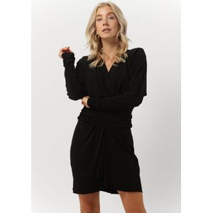 Silvian Heach - Elegante Midi-jurk - Zwart - Polyester - Overslag - Lange Mouwen