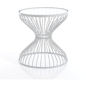 Wink Design Salontafel voor binnen en buiten, metaal, gehard glas, matwit, transparant, H 50 x 49 x 49 cm