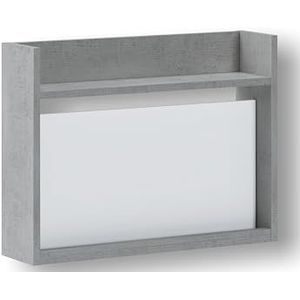 Wink Design Vert Bureau rétractable, Béton, blanc mélèze à pores ouvert, H60 x 80 x 19,6 cm