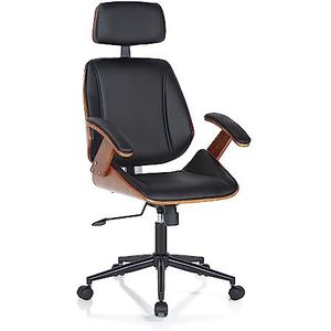 Wink Design Derby High Dark Walnut bureaustoel, metaal, donker walnoot, zwart, mat zwart, 62 x 65 x H 118/128 cm