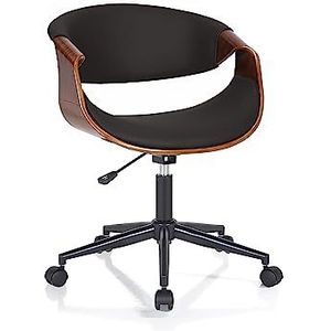 Wink Design Derby Dark Walnut bureaustoel, metaal, donker walnoot, zwart, matzwart, 54 x 55 x H73/83 cm
