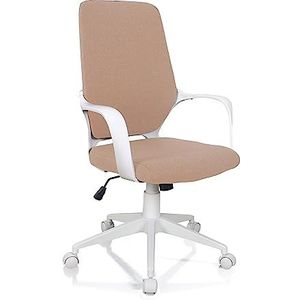 Wink Design Tanger Khaki bureaustoel, metaal, taupe, mat wit, 62,5 x 61 x H101/111 cm