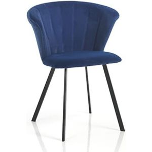 Wink Design Nora Blue Set van 2 stoelen, blauw, mat zwart, 62 x 56 x H 79 cm