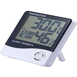 LEOFLA Klok met datum en lcd-display, 12/24 uur, thermometer, hygrometer