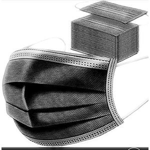 FTG PARAPHARMA Kleurmasker hypoallergeen, gemaakt in Italië, DM klasse 2, verpakt met 10 stuks, 100 stuks, kleur (zwart)