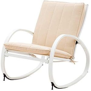 Italian Concept 69 schommelstoel Ugento, gelakt metaal, polyurethaan, kunstleer, beige, 64,5 x 83 x 87 cm