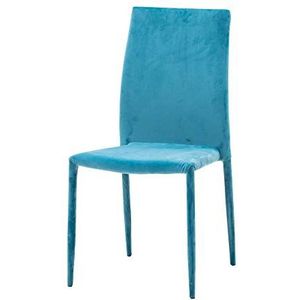 Italian Concept Set van 6 stoelen Delia, stapelstoel met frame van metalen buis, vulling van polyurethaan, volledig bekleed met fluweel, aquamarijn, uniek