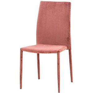 Italian Concept Set van 6 stoelen Delia, stapelstoel met frame van buismetaal met bekleding van polyurethaan, compleet bekleed met fluweel in oudroze, uniek