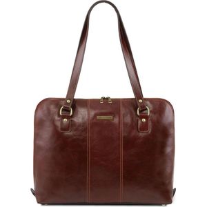 Tuscany Leather - Leren 1-vaks dames laptoptas 'Ravenna' - Bruin - TL141795