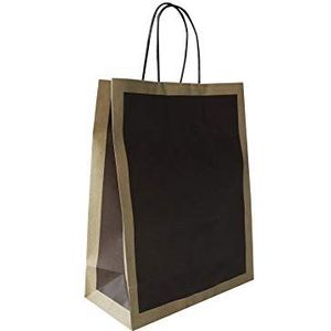 Carte Dozio - Shopper van gerecycled papier Havana met bruine doos, gedraaid handvat, voor 22+10x27+5, cf. 25 stuks