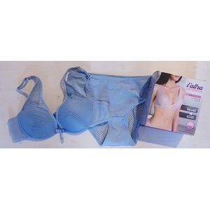 Italiaanse katoenen lingerie set in AZUUR BLAUW, M - 75B