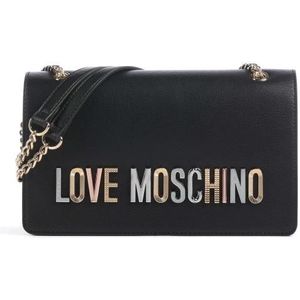 Love Moschino, Zwarte tas met gedurfde liefdesbelettering en gouden, roségouden en zilveren details Zwart, Dames, Maat:ONE Size