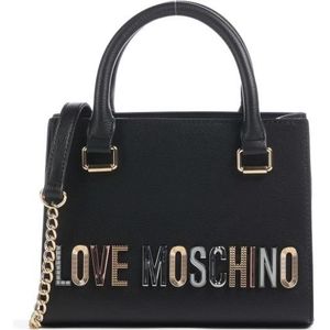 Love Moschino, Zwarte tas met kettingriem en opvallende liefdeslogo Zwart, Dames, Maat:ONE Size