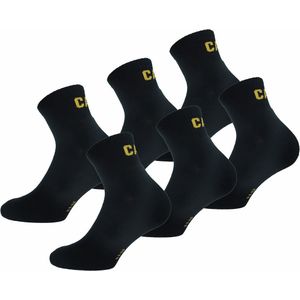 Caterpillar - Quarter Werksokken - Zwart - Set van 6 Paar - Versterkt op Hiel en Teen - Katoen