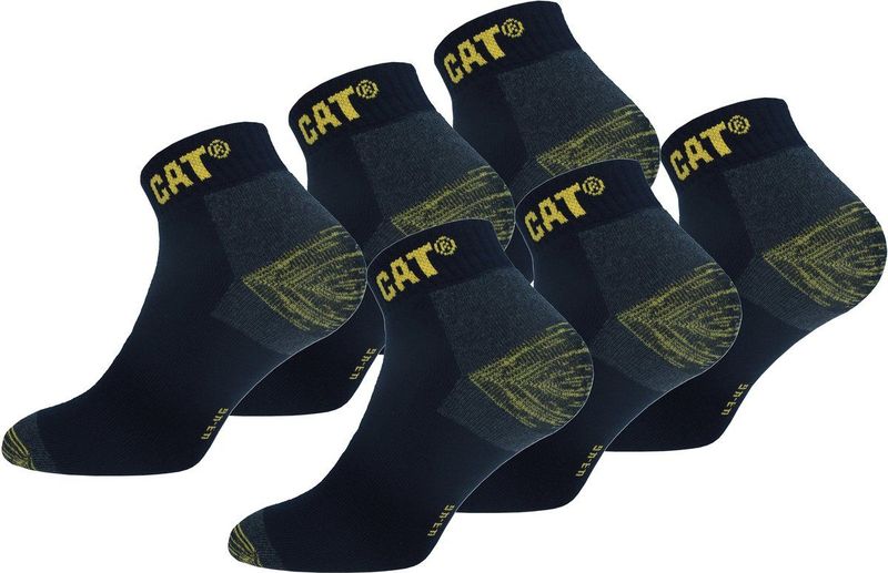 Caterpillar - Premium Sneaker Werksokken - Blauw - Set van 6 Paar - Enkelhoogte - Dubbele Versterking op Hiel en Teen