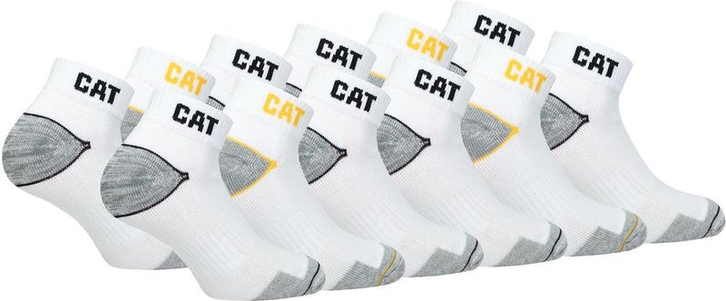 Caterpillar - Werksokken - Wit - Set van 12 Paar - Enkelhoogte - Versterkt op Hiel en Teen - Katoen