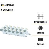 Caterpillar - Werksokken - Lichtgrijs - 12 Paar - Enkelhoogte - Versterkt op Hiel en Teen - Katoen